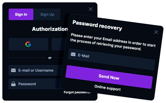 HashLucky login scherm